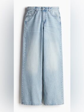 H&M Light Wash Denim Bleecker Womens Jeans Size 4 Wide Leg High Rise Pants